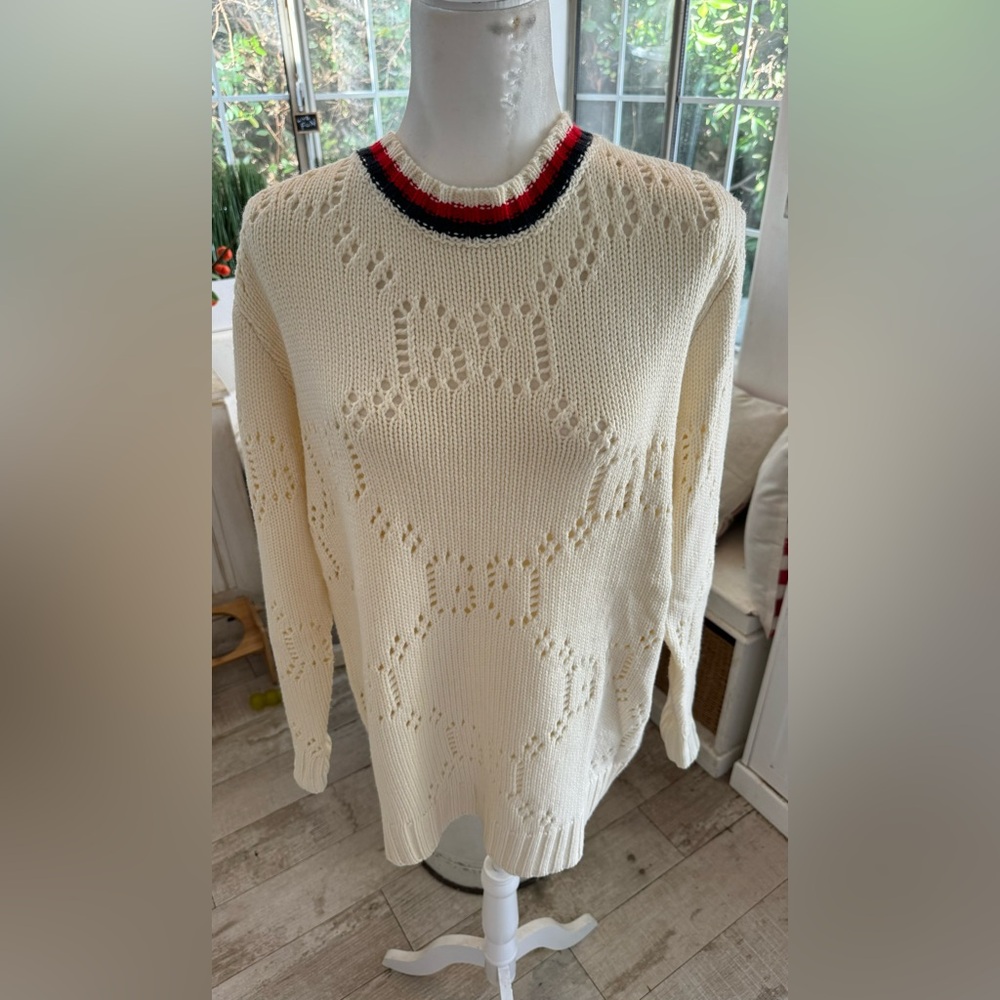 GUCCI Perforated GG Cotton Sweater Pristine